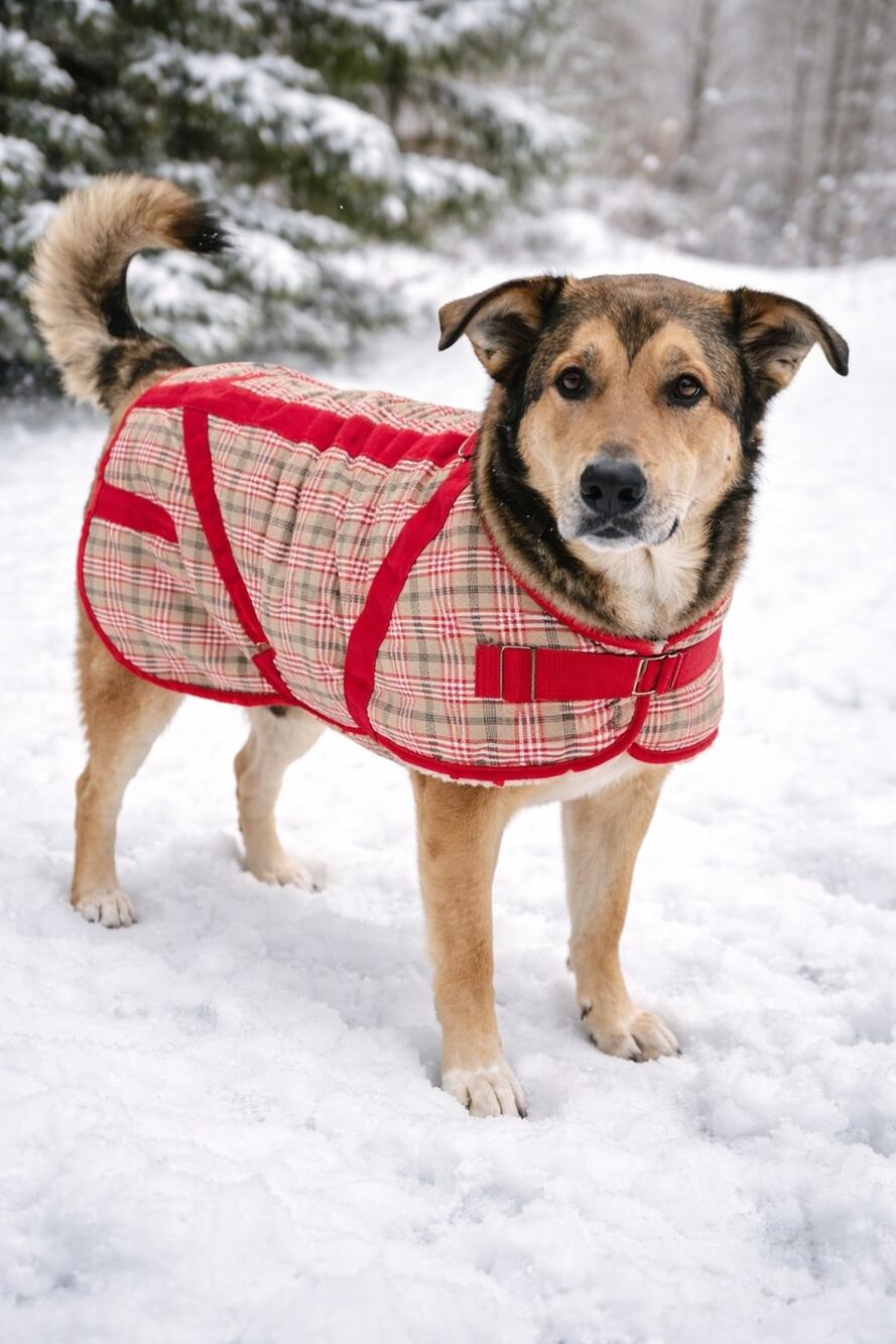 Canine Styles Plaid Dog Coat Size 26 Sherpa Lined Adjustable Straps Large Breed